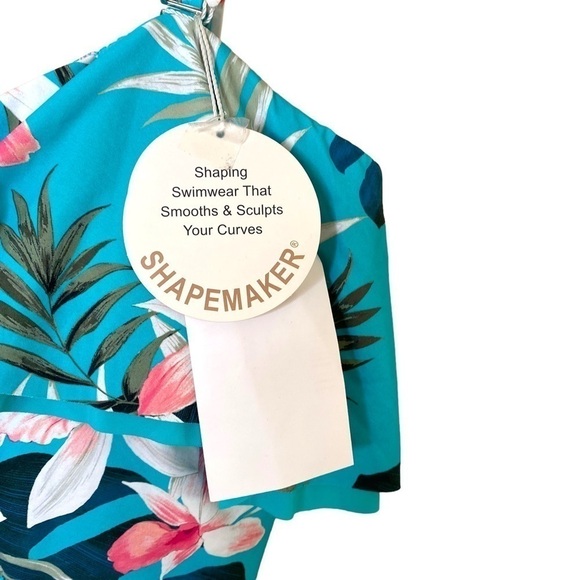 Coco Contours Agate Ruffle Bandeau Bra Sized One Piece Swimsuit - Tropicale - Picture 10 of 16